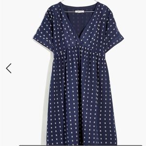 Madewell V-Neck Dolman-Sleeve Mini Dress in Textured Dot